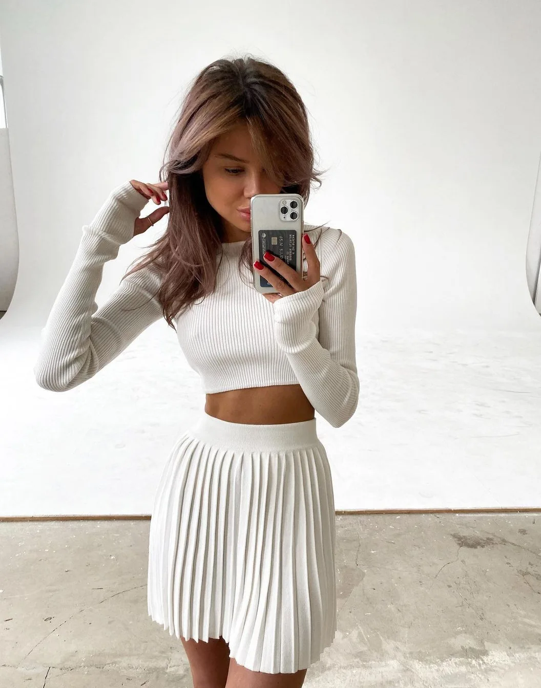 Knitted Short Skirt Sweater 