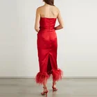 Design Dress Luxury Fashion Design High Quality Custom Red Feathers Bodycon Dress