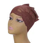 Muslim Embroidery Scarf Wholesale 2021 Women Inner Hijab Caps Muslim Flower Embroidery Mesh Under Scarf Hijab Cap