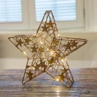 Star China H11inch Metal Christmas Decorations Glitter LED Star Tree Table Light For Sale