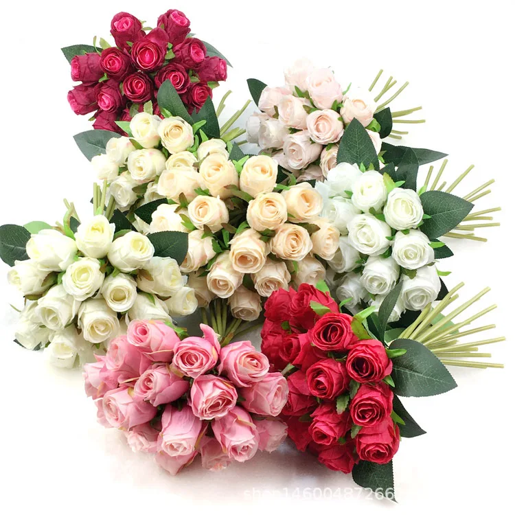 18 Têtes Fleur Oeillets Artificiels Rose Soie Bouquet Mariage Vase Tombe 