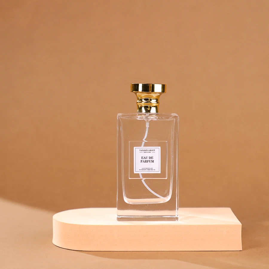 Luxury Vintage 30ml 50ml 100ml Empty Flat Square Glass Sprayer Pump Perfume Bottle With Aluminum Gold Cap