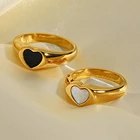 Gold Plating Rings 18K Gold Plated IP Plating Stainless Steel US6/7/8 Black Heart Rings