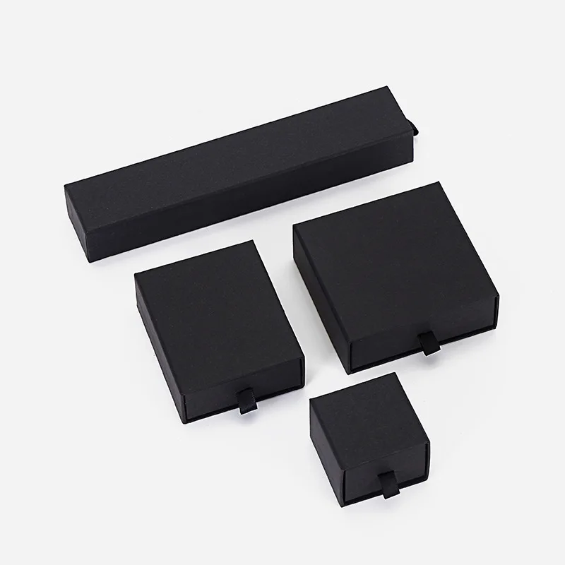 Black Paper Package Case Ring Necklace Earring Bracelet Jewelry Gift Box DecO*H2 