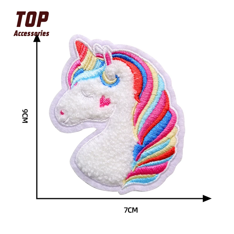 Multicolored Colorful Spot Beautiful Rainbow Unicorn Support Customization Iron On Embroidery Patches Chenille Design