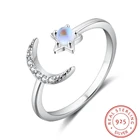 S925 Ring Moonstone Ring New Arrival Fashion Jewelry S925 Silver Moon Star Adjustable Moonstone Ring