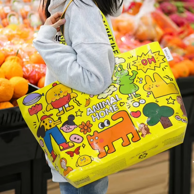 Custom lamination printed durable reusable pp woven tote bag exhibition supermarket waterproof shopping bag Custom lamination printed durable reusable pp woven tote bag exhibition supermarket waterproof shopping bag