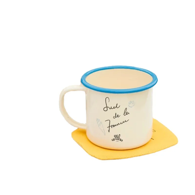 Multi-size Customize Color And Design Portable Enamel Tee Mug With Stainless Steel Rim