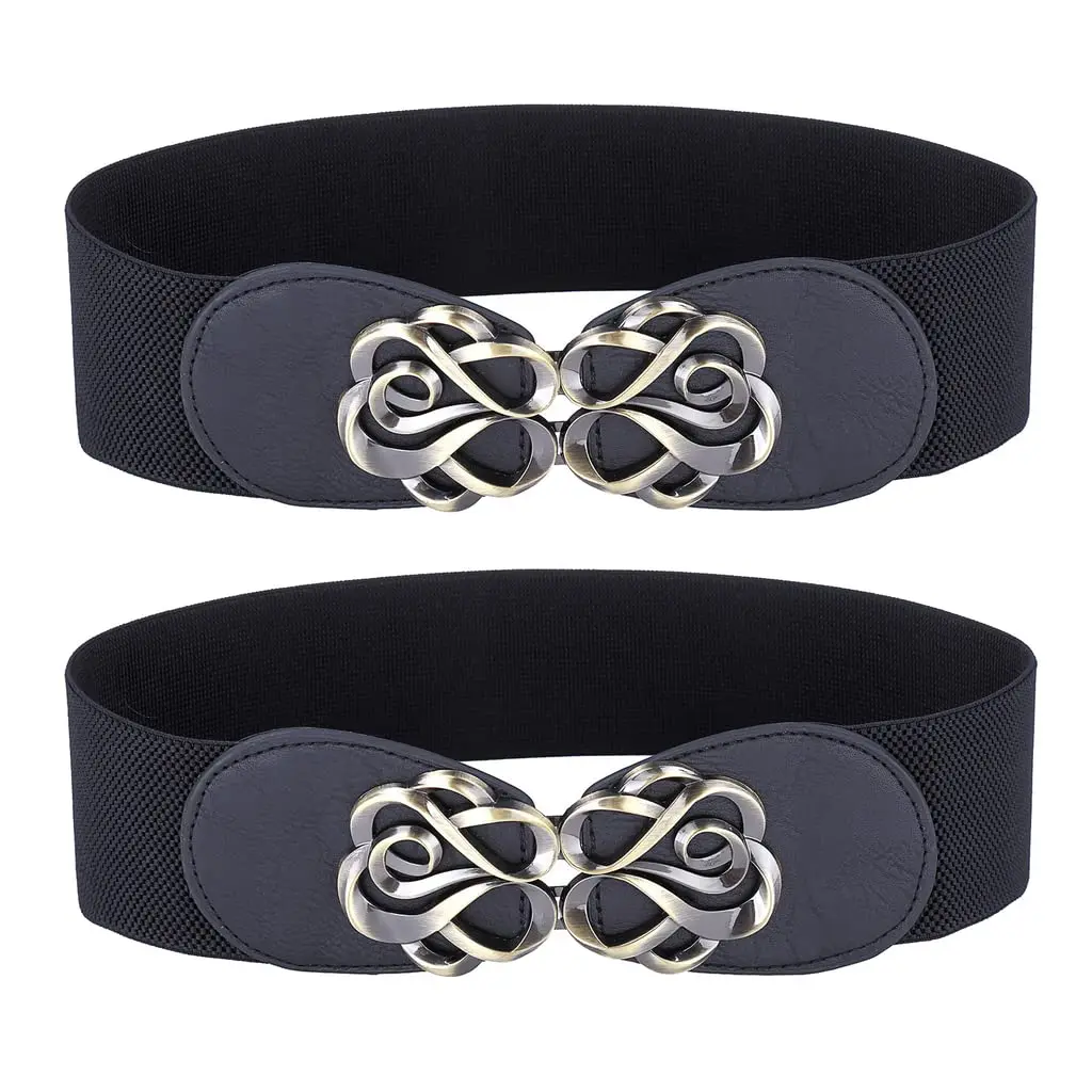 black elastic cinch belt