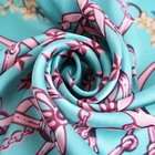 Flower Girls Fashion Wholesale Printed Women Flower Pattern Sky Blue Custom Pattern Satin Silk Hair Girls Scarf