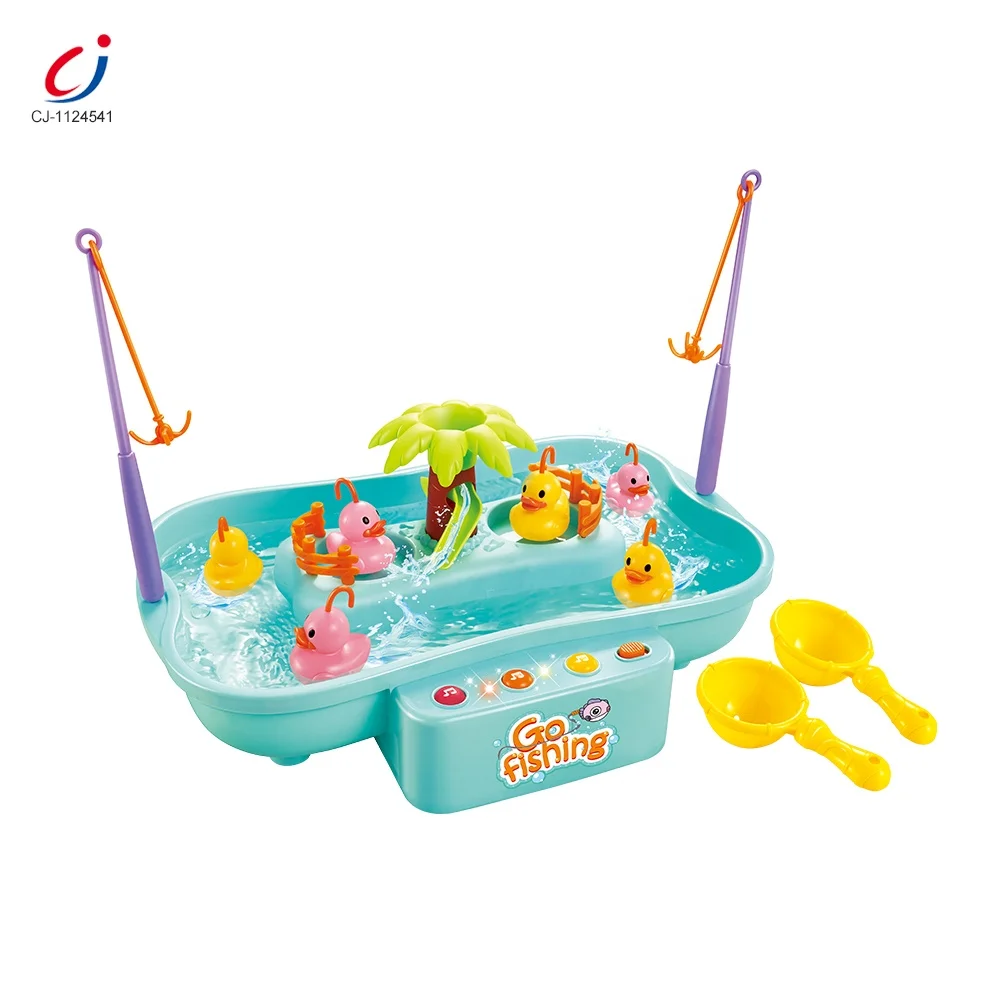 Chengji hot sale funny educational games toys set electric spinning magnetic duck fishing toy for kids
