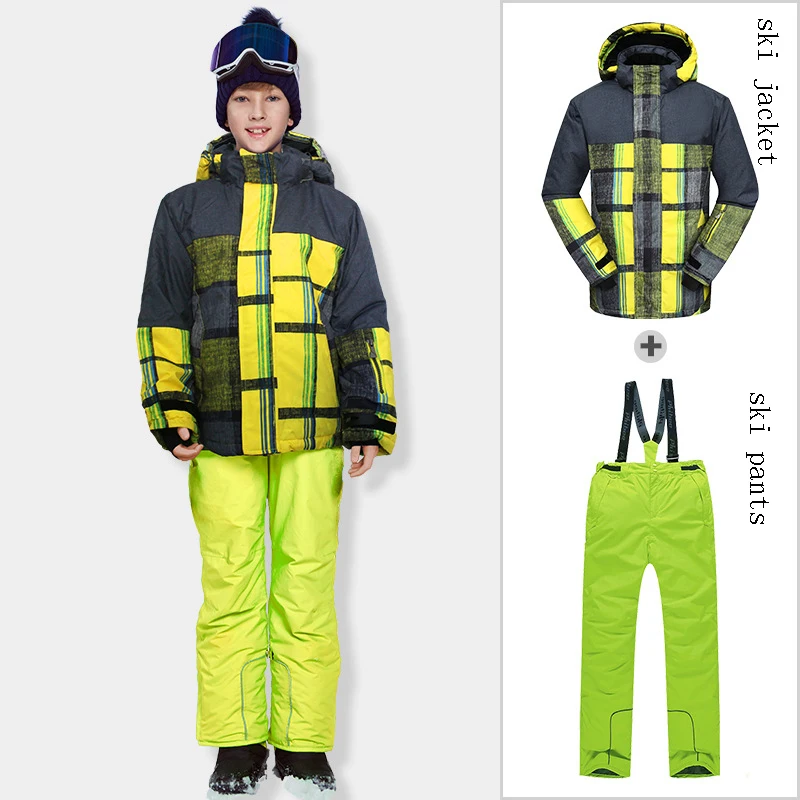 2022 New Kids Ski Set Boy Outdoor Snowboard Jacket Overalls Thickened