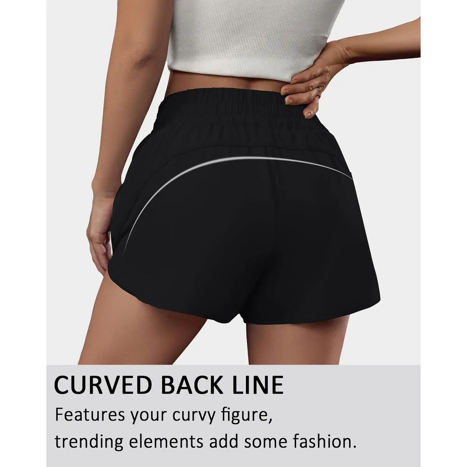 Premium Women's Elastic High Waisted Running Shorts Pockets 2.5" XS Sporty Workout Quick Dry Athletic Shorts Hot Shorts Logo H9630565188304e51bdfba467f420fb4ao