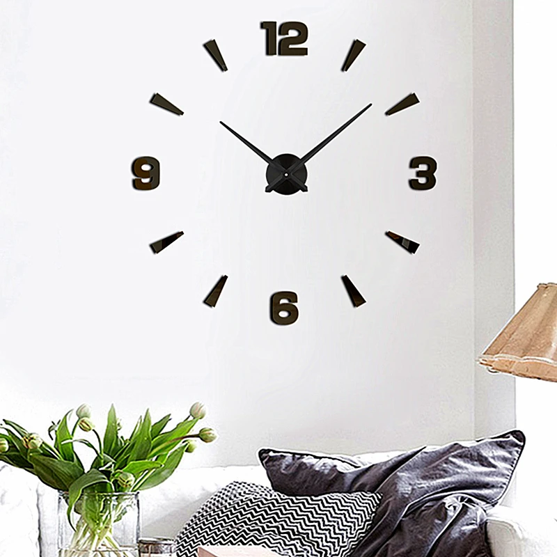 Creative Large Wall Clock Modern 3D Number Letter Wall Clock Sticker Home Decor