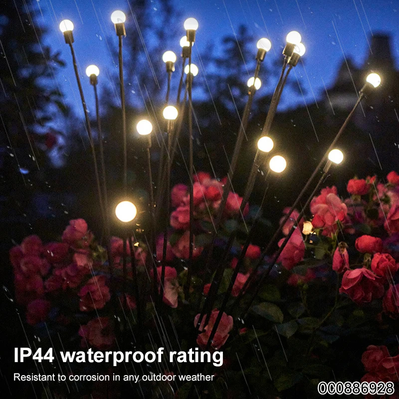 64cm garden solar power lawn 10 led firefly colorful decorative lamp outdoor