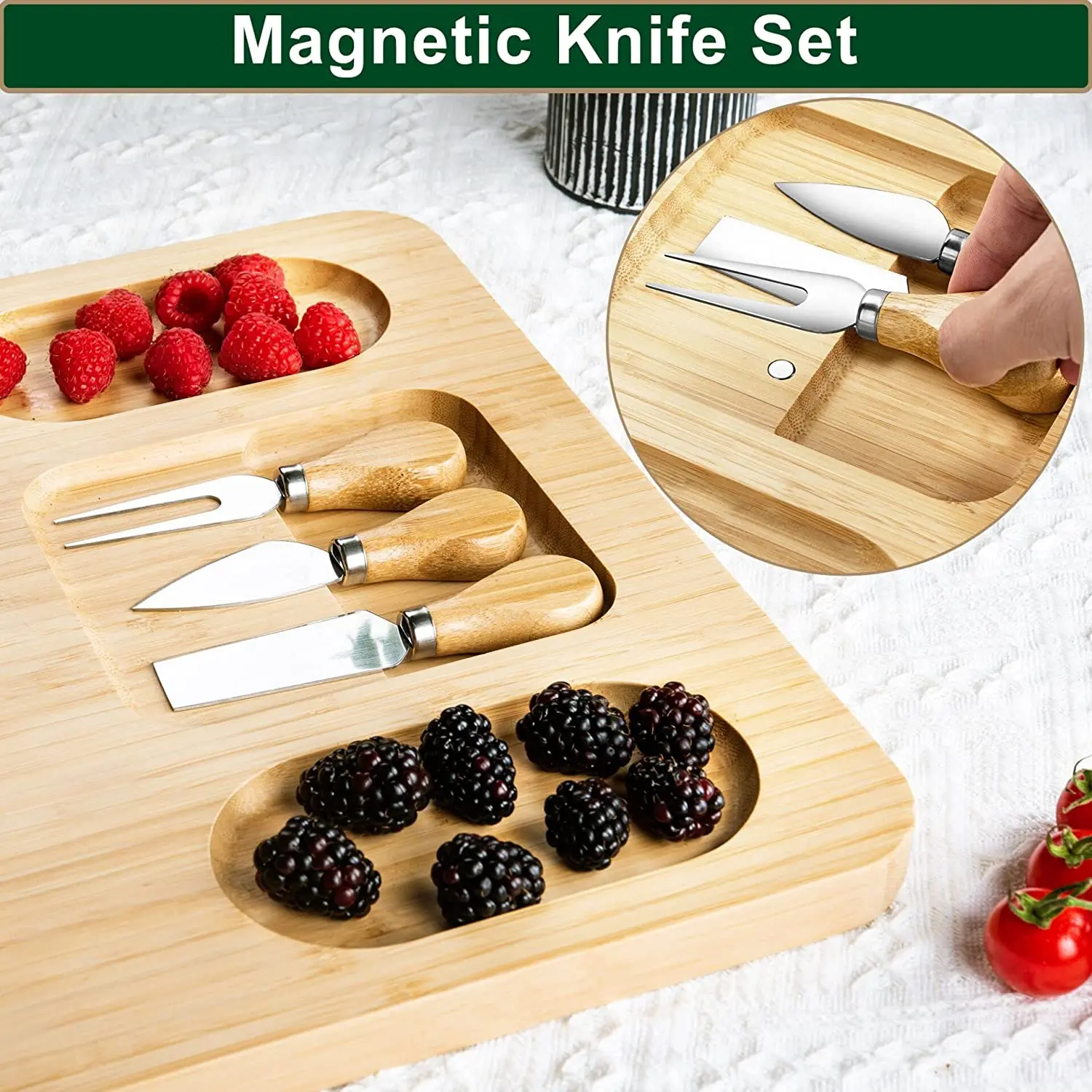 product unique rectangle bamboo charcuterie board set includes magnetic knife set for cheese and cutting gifts-7