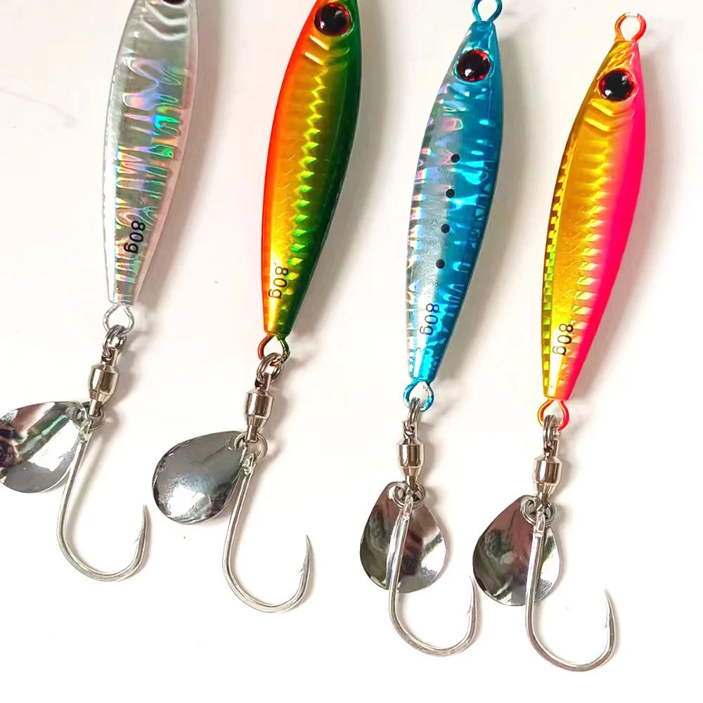 Slow jump bait 40-80g luminous jump bait sinking saltwater artificial metal fishing jump bait two types of hooks