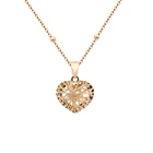 Carved Jewelry 18K Solid Gold Heart Pendant Necklace Yellow Gold Carved Customize Jewelry