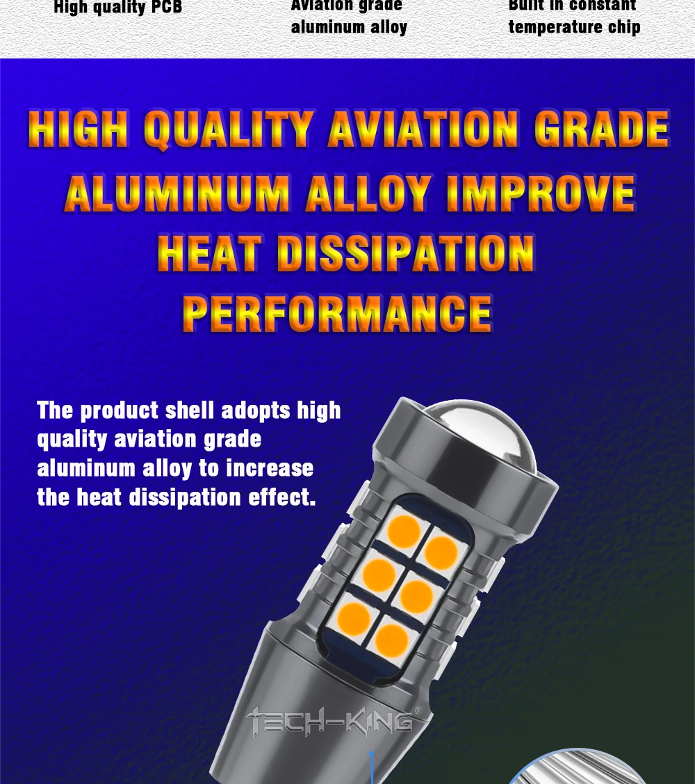 TECH-KING High Bright Lens 27SMD 3030 Led Car Reverse Light Canbus W16w Backup Lights 921 12-24V T15 Bulbs