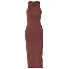 Women Sexy Sleeveless Crewneck Elegant Party Thigh Split Maxi Dress