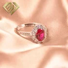 Ruby 925 Sterling Silver Red Ruby Ring Oval Ruby Rings