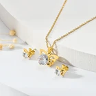 Jewelry Set Vendors Dubai Style Gold Plated Earrings Women Rhinestone Necklace Kids Jewelry Set Girls