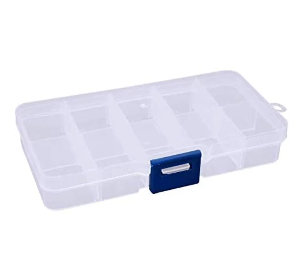 Plastic Craft Storage Box Clear Organizer 10 Compartment Craft Jewelry Bead Case 
