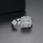 Rings Cz Ring Alloy Cubic Zirconia Square Design Adjustable Rings Open CZ Ring For Women Rhodium Plating