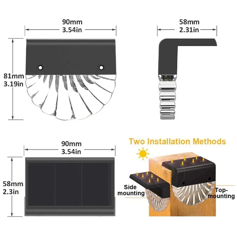 Dusk to down acrylic warm white & RGB outdoor solar deck wall light for fence exterior wall