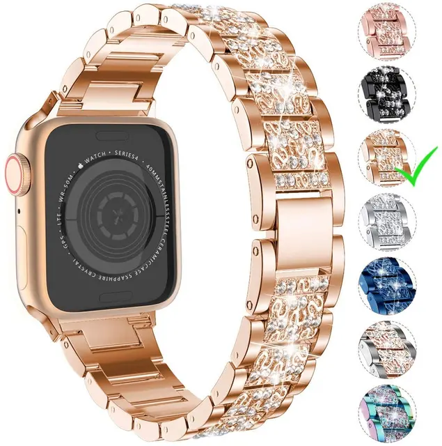 Luxury watch band replacement stainless steel strap women diamond strap for iwatch 9/8/7/6/5/4/3