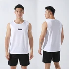 Mens Gym Knitted Sleeveless Running Polyester Tank Tops Shirts Solid O-neck Muscle Bodybuilding Tee Vest