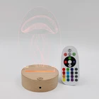 Night Light Base Table Wholesale LED RGB Night Light Wood Base With Acrylic Sheet Table Lamp For DIY