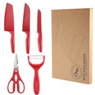 Set Cheap Kitchen Knife Set 3/4/5 Pieces Stainless Steel Colourful Fruit Knife Set With Scissors Peeler
