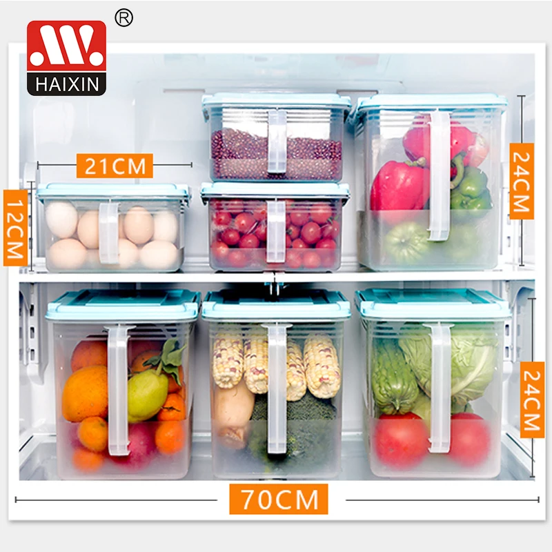 Stackable plastic fruit and vegetable storage box for refrigerator