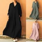 Ankle Women's Long Sleeve Dress Loose Large Size Shirt Dress Bohemian Ankle Dress