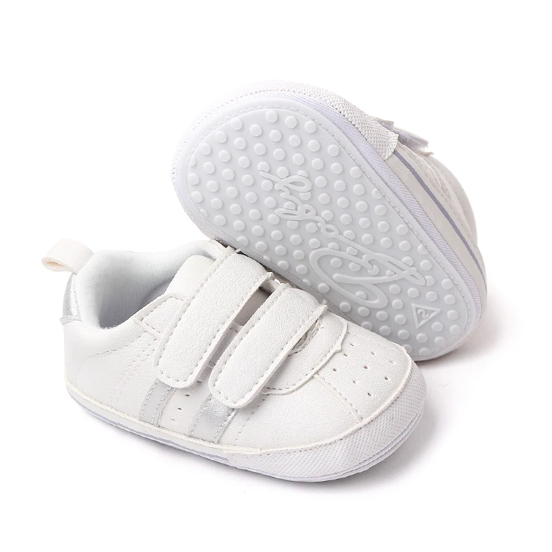 PU Leather Mesh Breathable Small White Shoes Soft Soled Baby Casual Sports Shoes Equal to Boys and Girls details