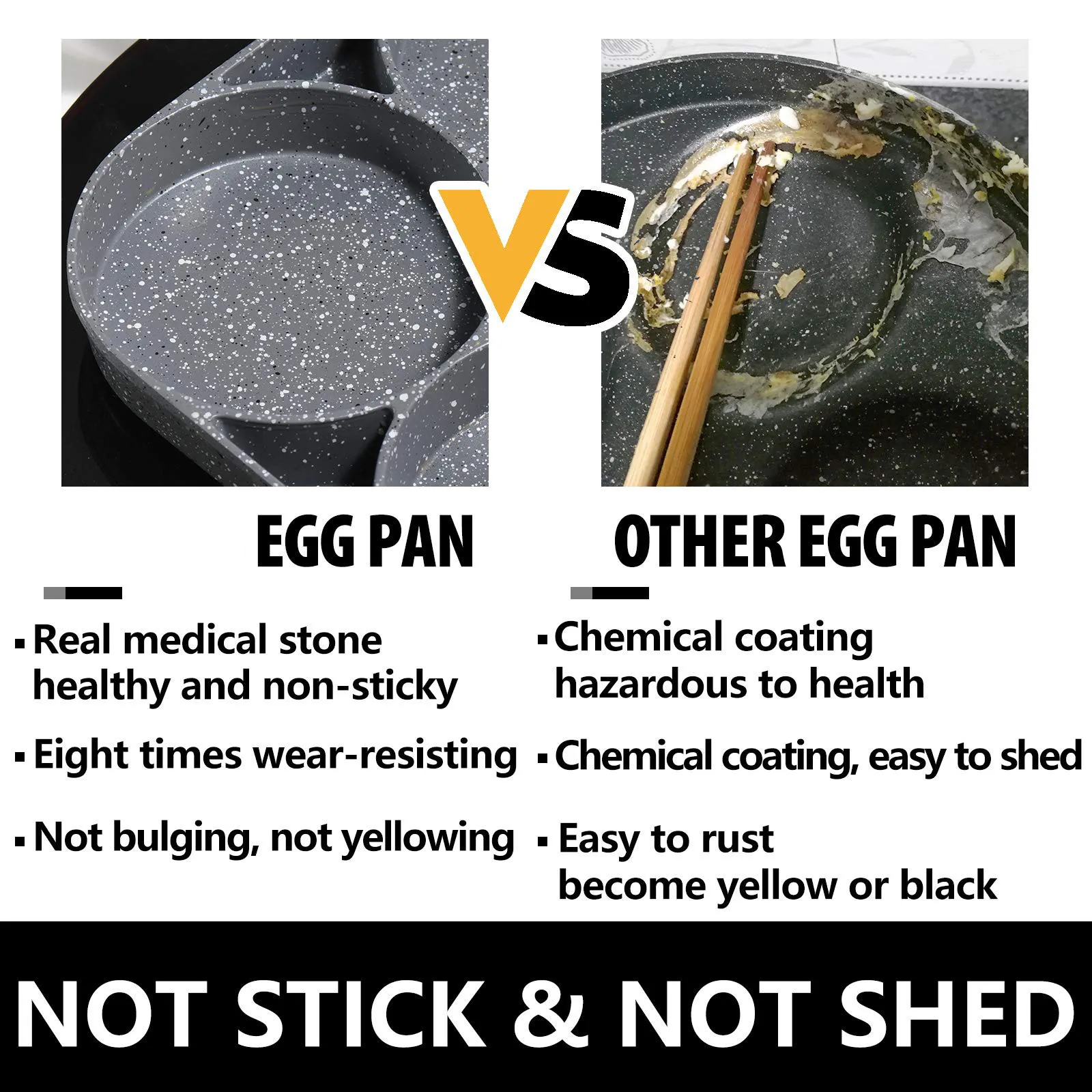 4 section frying pan DAZEN stone non-stick frying pan yongkang egg frying pan 3 hole square