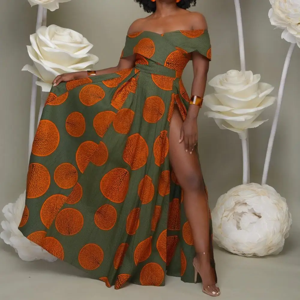2021 African Women's Clothing Sexy Off Shoulder African Kitenge Floral  Printed Casual Dress High Waist Casual Maxi Dresses - Buy African Dresses/ african Clothing/african Boubou Dress/african Print /african Women Casual  Dress/african Women Dresses