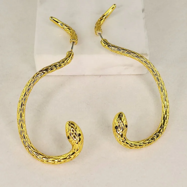 High Quality 18K Gold Plated Brass Jewelry Snake Winding Shape Accessories Hip Hop Earrings E211230