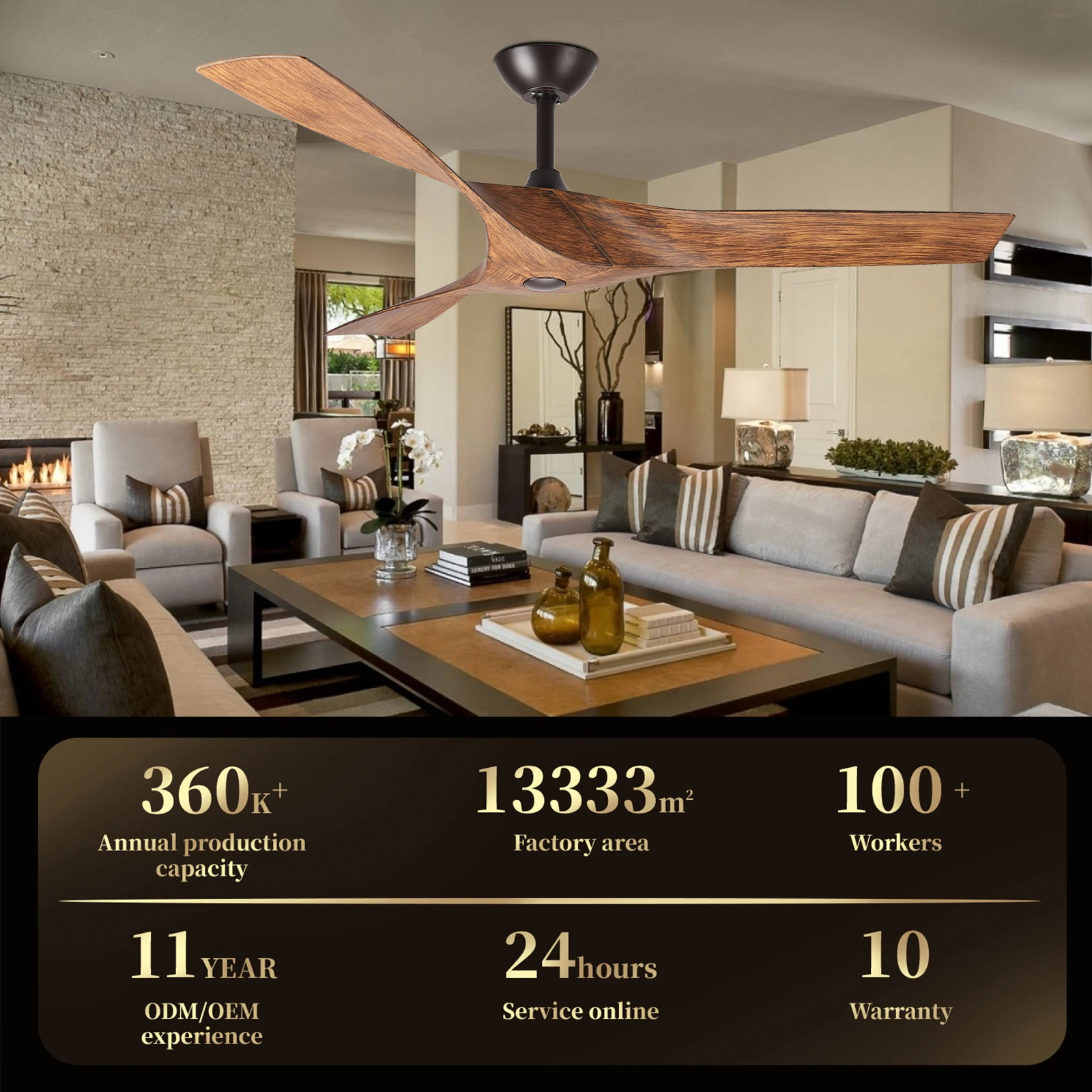 Ceiling Fan, 6-Speed, ABS, Copper, Plastic - detail 8