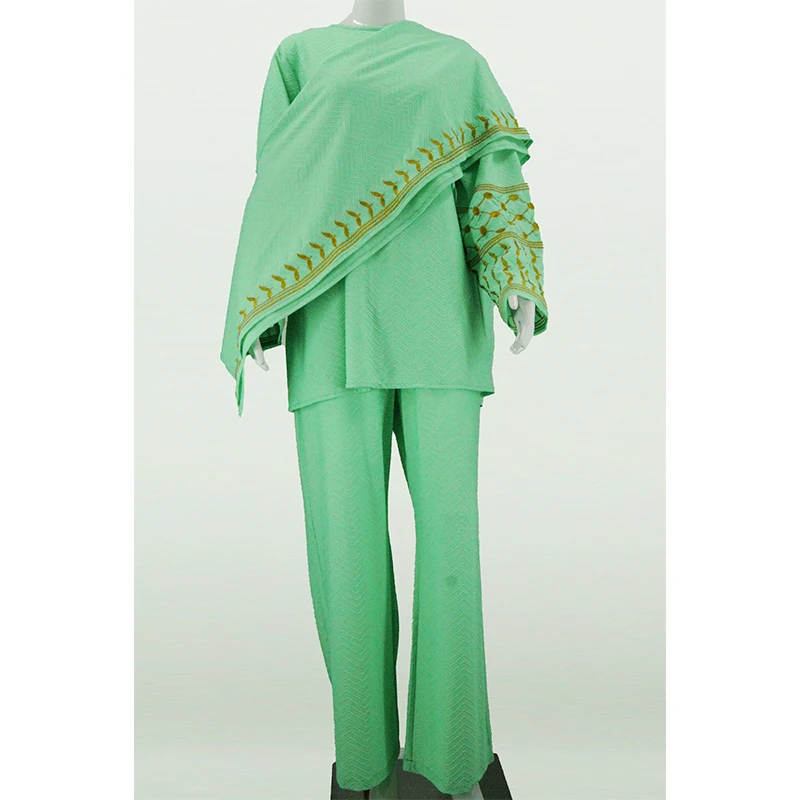 Manufacturer's Traditional Muslim Clothing Set 2-Piece Abaya with Embroidered Palestine Keffiyah Breathable and Comfortable manufacture