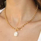 Gold Pearl Necklace Pearl Gemnel Bohemia Copper 18k Gold Plated Illume Freshwater Baroque Pearl Gold Chain Necklace Women