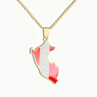 Pendant Custom World Map Jewelry 18k Gold Plated South America Peru Map Pendant Necklace