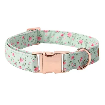 Factory OEM Fancy Flora Print Dog Collar with Metal Buckle Adjustable Polyester Pet Collar for Small/Medium Dog