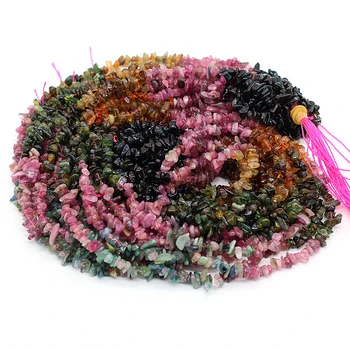 Wholesale Colorful Green Pink Tourmaline Gemstone Chip Beads Irregular Natural Rainbow Tourmaline Stone Loose Beads