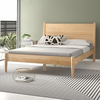 Luxury Bedroom Furniture Solid Wood Double Bed Wooden Bed Frame