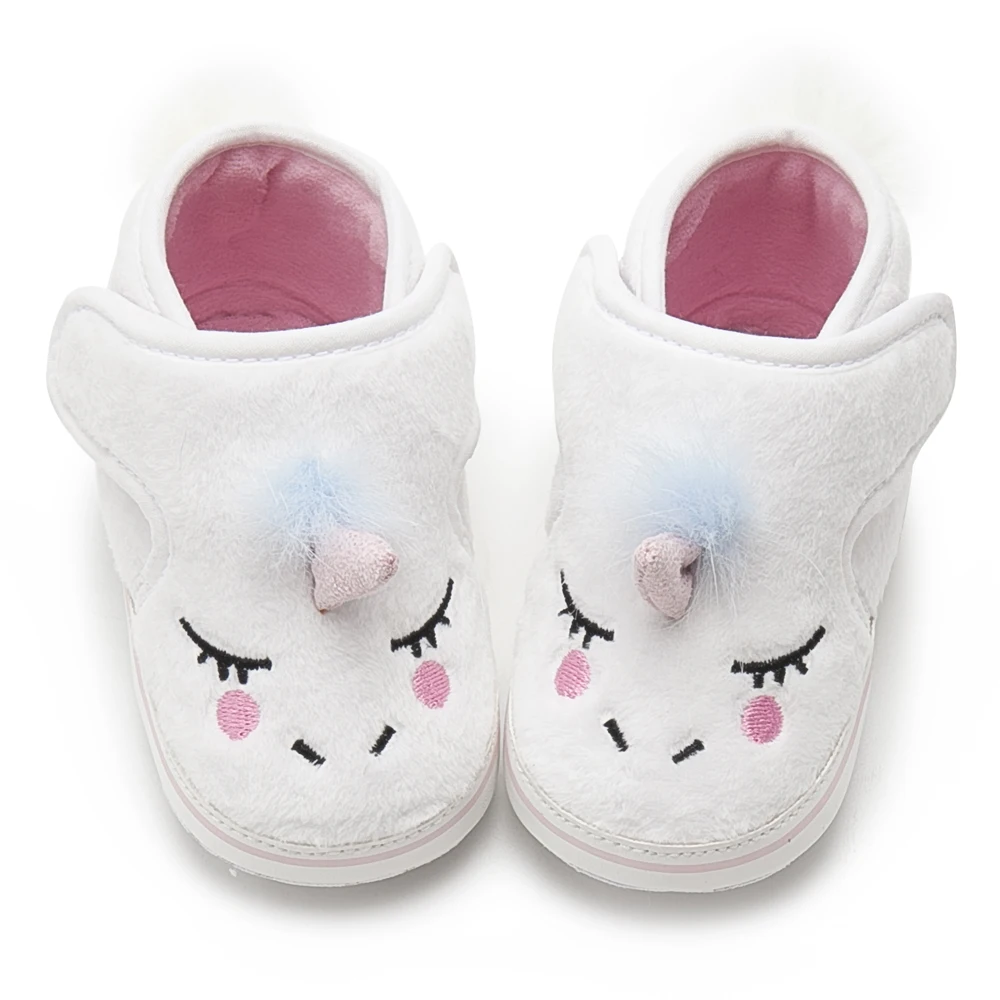 Lovely unicorn Coral velvet upper soft breathable prewalk slip on casual cute baby shoes