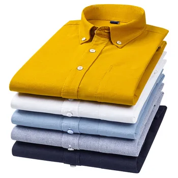 Casual Men's Shirt Solid Shirts 100% Cotton Breathable Long Sleeve Shirts For Men Accept OEM