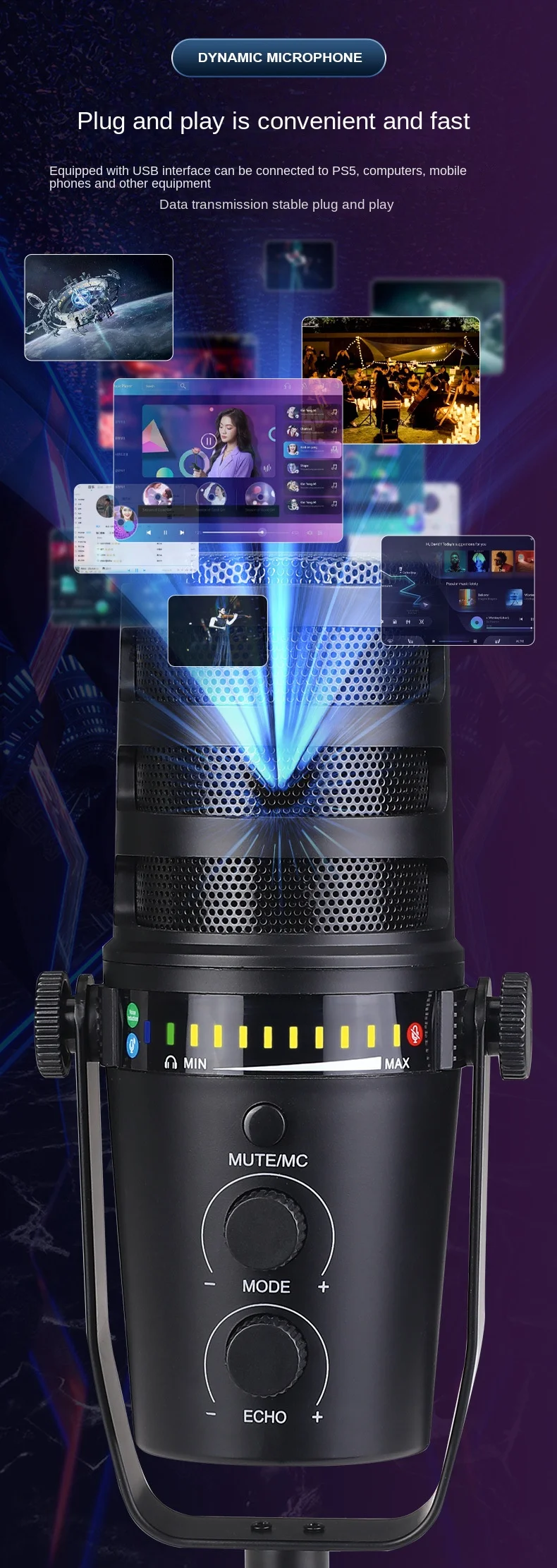 Dynamic Microphone Live Microphone Professional Recording Karaoke Conference Mobile Computer Game Sound Card Microphone Full Set