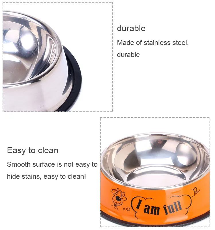 Stainless Steel Durable Custom Printing Dog Bowl Large Size Pet Bowl for Big Dog Food Grade 30cm Cheap Dog Bowl factory